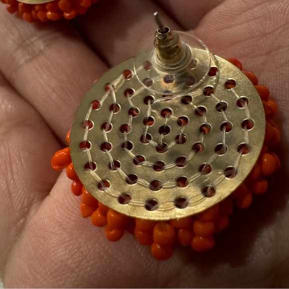 ⚜️3 for $30⚜️ Handcrafted Orange Seed Bead Stud Earring Neon Holiday Vaycay - Picture 10 of 13